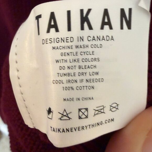 Taikan mens Sweater size small burgundy maroon 100% cotton - Picture 3 of 4